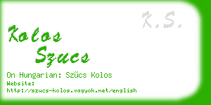 kolos szucs business card