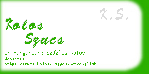 kolos szucs business card